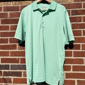 Greg Norman Men's Shirt ML75 Play Dry Golf Polo Shirt Green Striped Size Medium